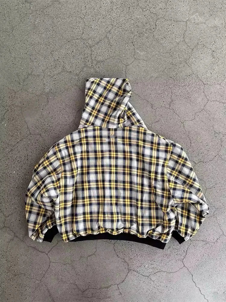 Hidden Life Plaid Zip-Up Hoodie